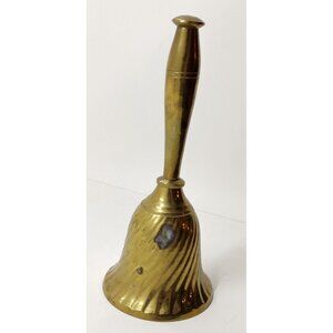 Vintage Solid Brass Hand Bell: Twisted Swirl Design, Loud Ring